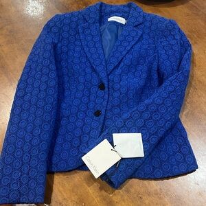 Calvin Klein Women's Blue Patterned Blazer Office Casual Size 8